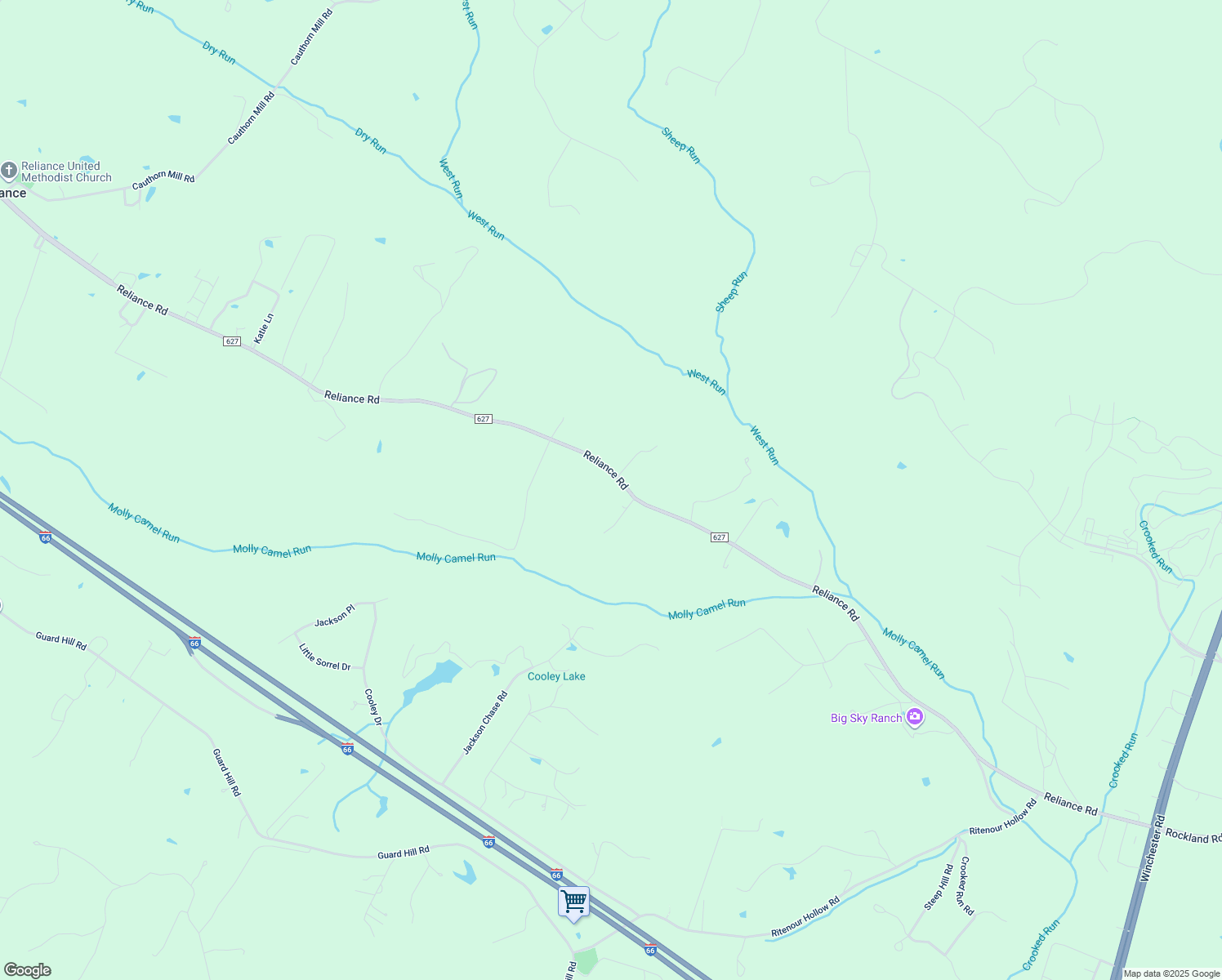 map of restaurants, bars, coffee shops, grocery stores, and more near 3586 Reliance Road in Middletown