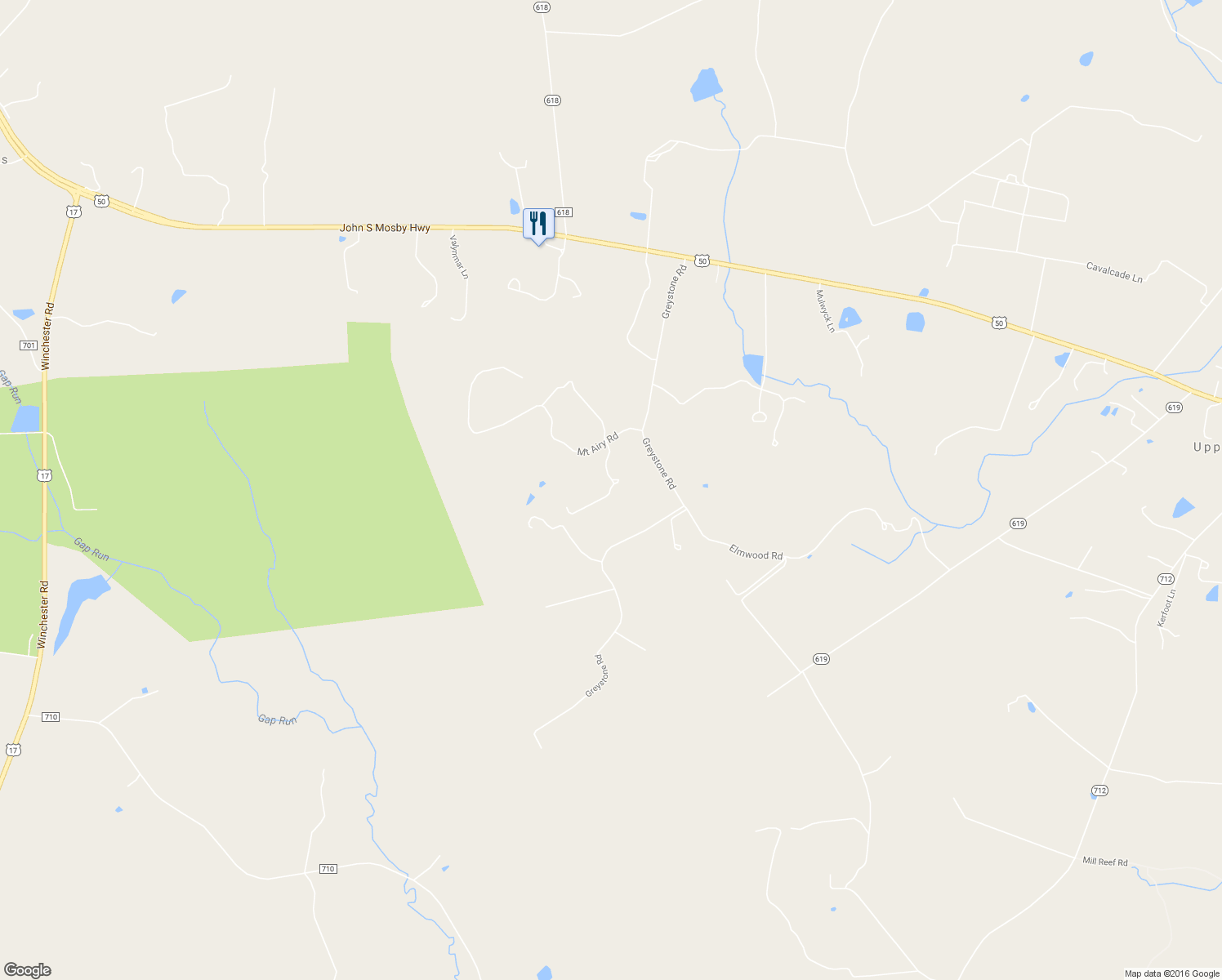map of restaurants, bars, coffee shops, grocery stores, and more near 10001 Mount Airy Road in Upperville