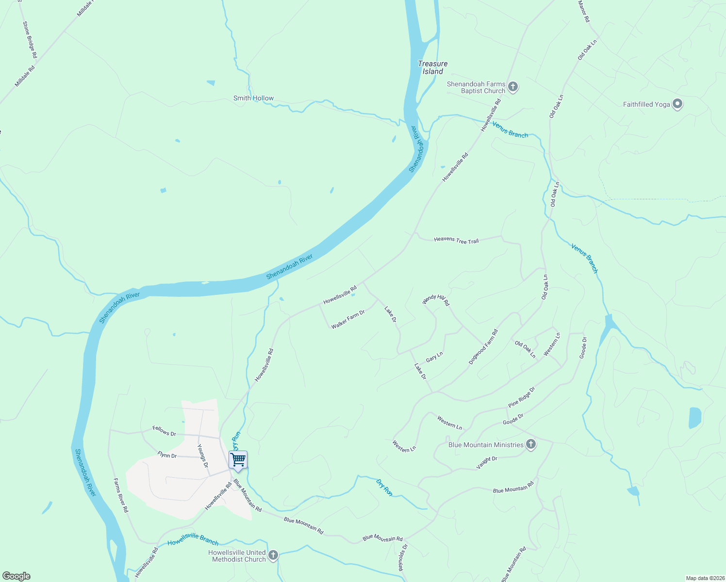 map of restaurants, bars, coffee shops, grocery stores, and more near 4676 Howellsville Road in Front Royal