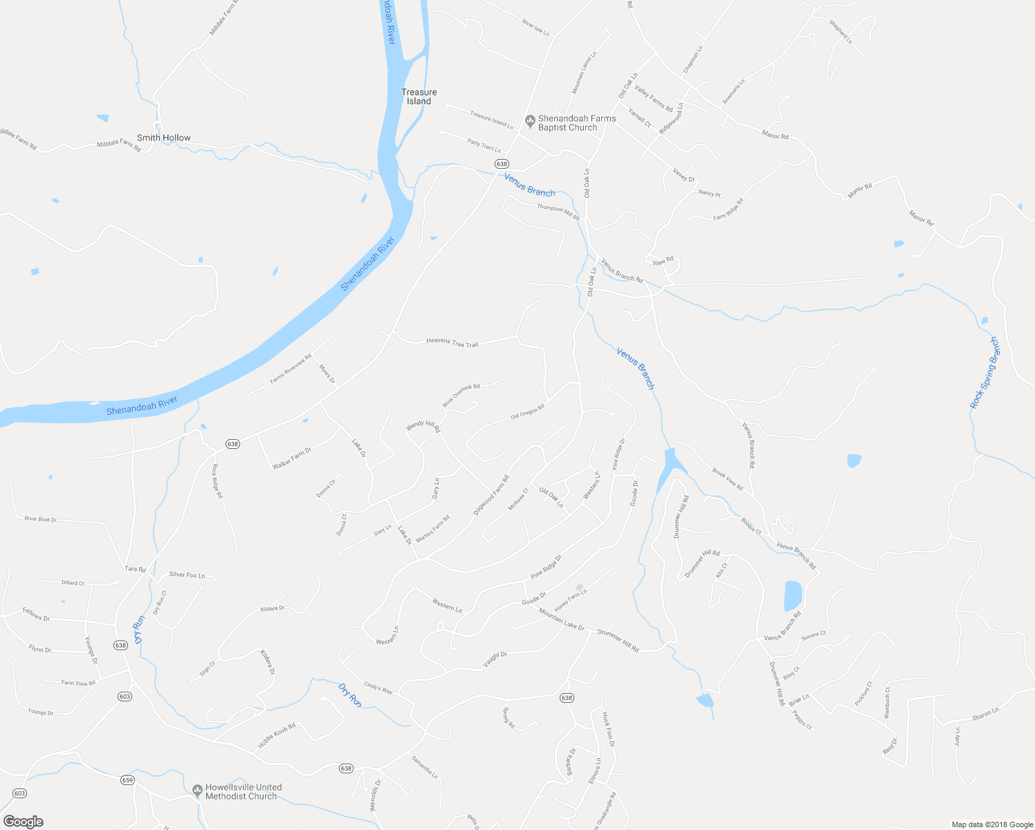 map of restaurants, bars, coffee shops, grocery stores, and more near Old Oregon Road in Front Royal