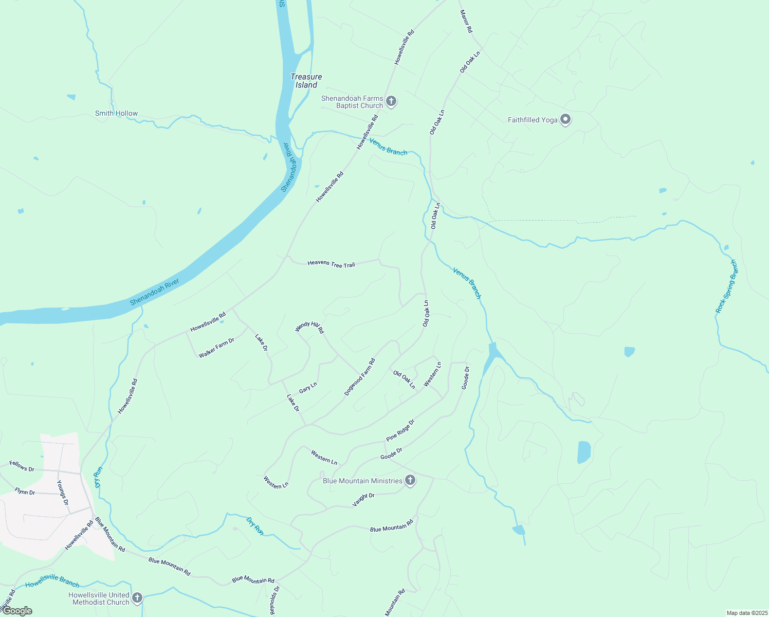 map of restaurants, bars, coffee shops, grocery stores, and more near Old Oregon Road in Front Royal
