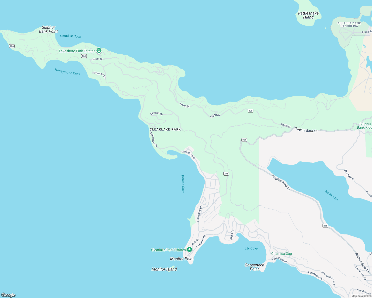 map of restaurants, bars, coffee shops, grocery stores, and more near 11280 Lakeshore Drive in Clearlake