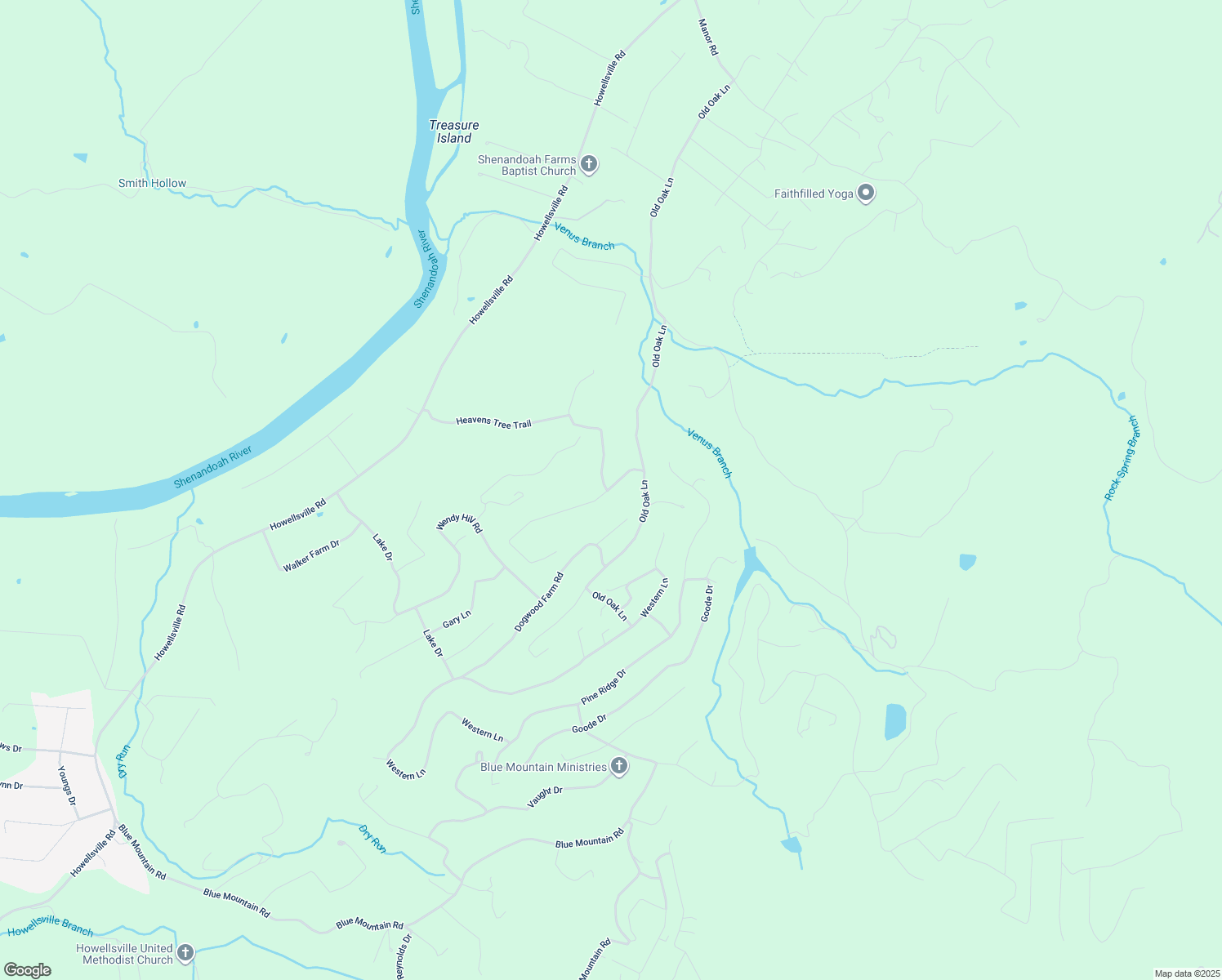 map of restaurants, bars, coffee shops, grocery stores, and more near 175 Old Oregon Road in Front Royal