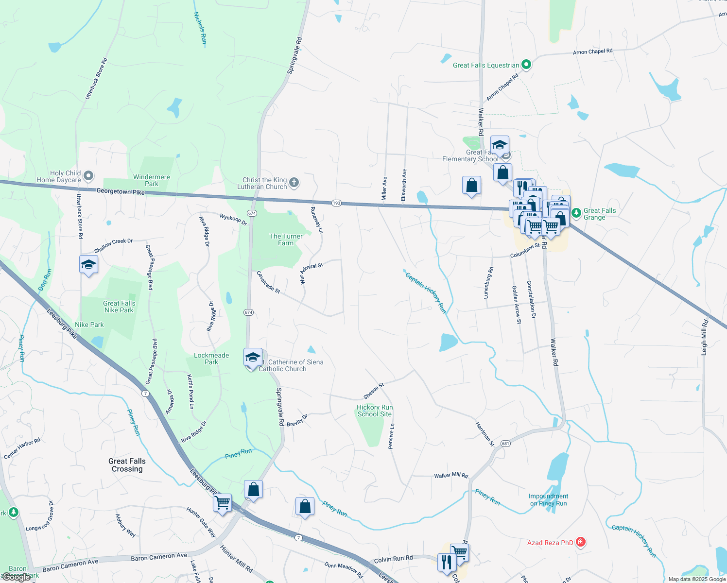 map of restaurants, bars, coffee shops, grocery stores, and more near 10306 Galpin Court in Great Falls