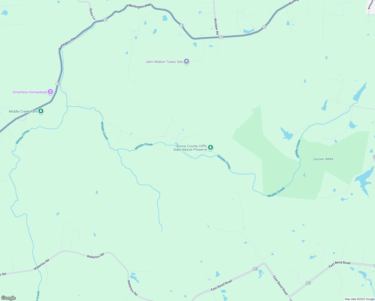 map of restaurants, bars, coffee shops, grocery stores, and more near 5074 Middle Creek Road in Burlington