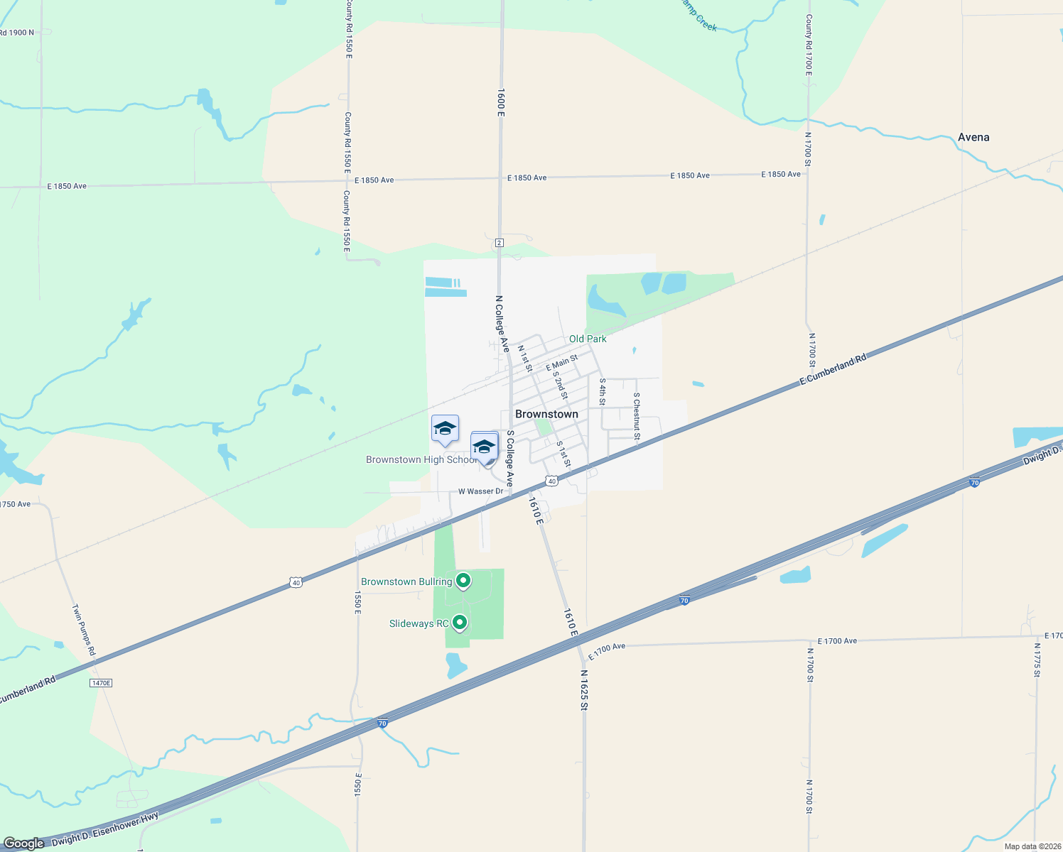 map of restaurants, bars, coffee shops, grocery stores, and more near 204 West Maple Street in Brownstown