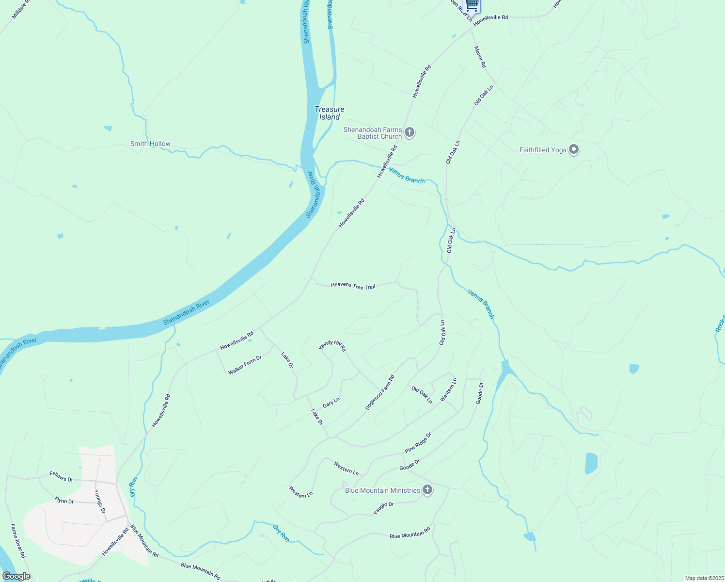 map of restaurants, bars, coffee shops, grocery stores, and more near 288 Heavens Tree Trail in Front Royal