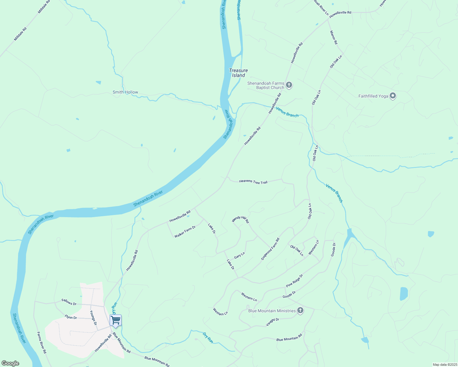 map of restaurants, bars, coffee shops, grocery stores, and more near 5002 Howellsville Road in Front Royal