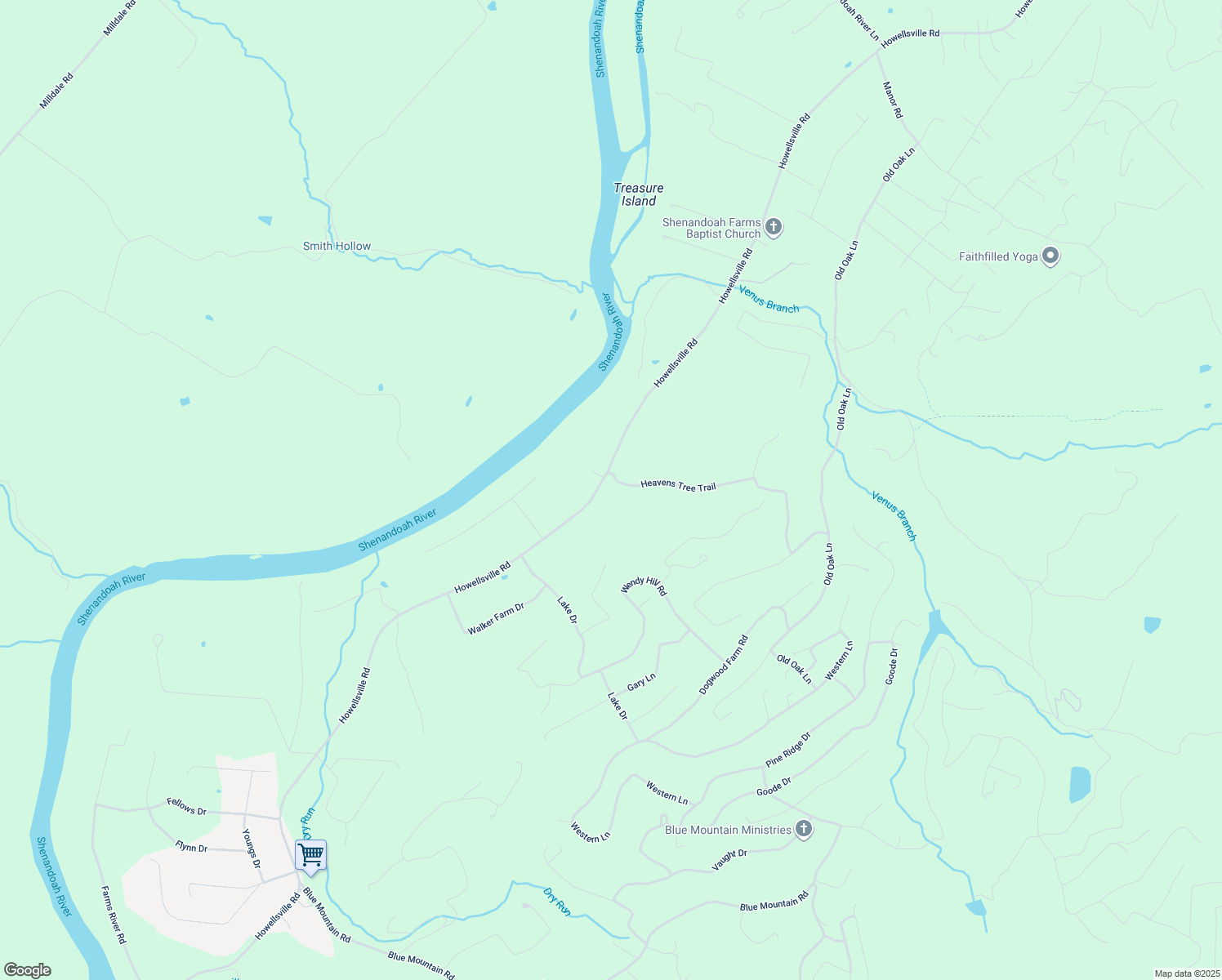 map of restaurants, bars, coffee shops, grocery stores, and more near 5002 Howellsville Road in Front Royal