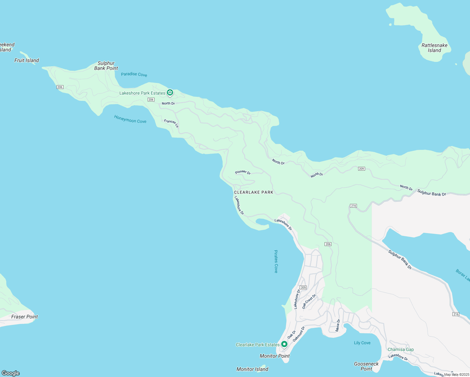map of restaurants, bars, coffee shops, grocery stores, and more near 10920 Lakeshore Drive in Clearlake
