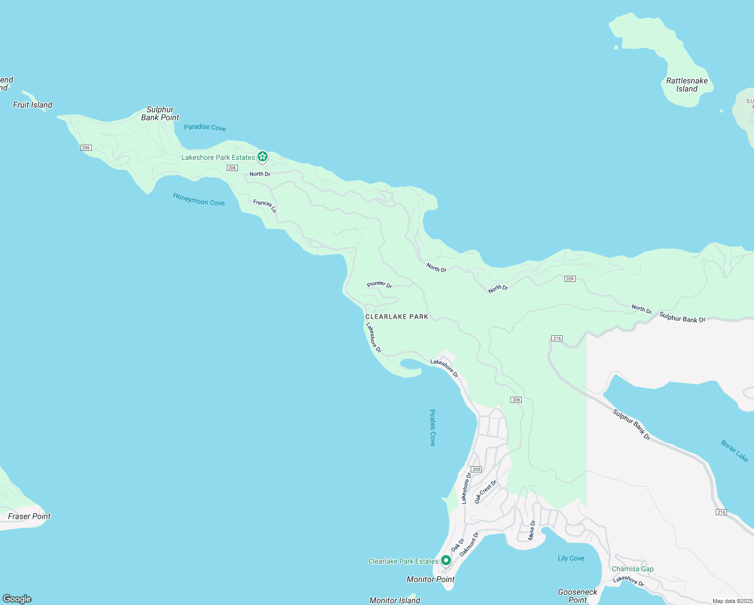 map of restaurants, bars, coffee shops, grocery stores, and more near 11030 Pioneer Drive in Clearlake