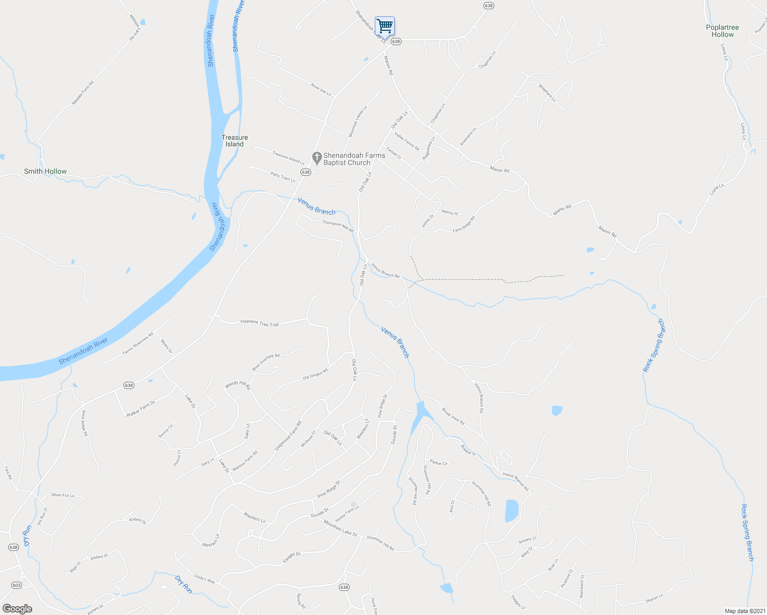 map of restaurants, bars, coffee shops, grocery stores, and more near 139 Eagles Crag Road in Front Royal