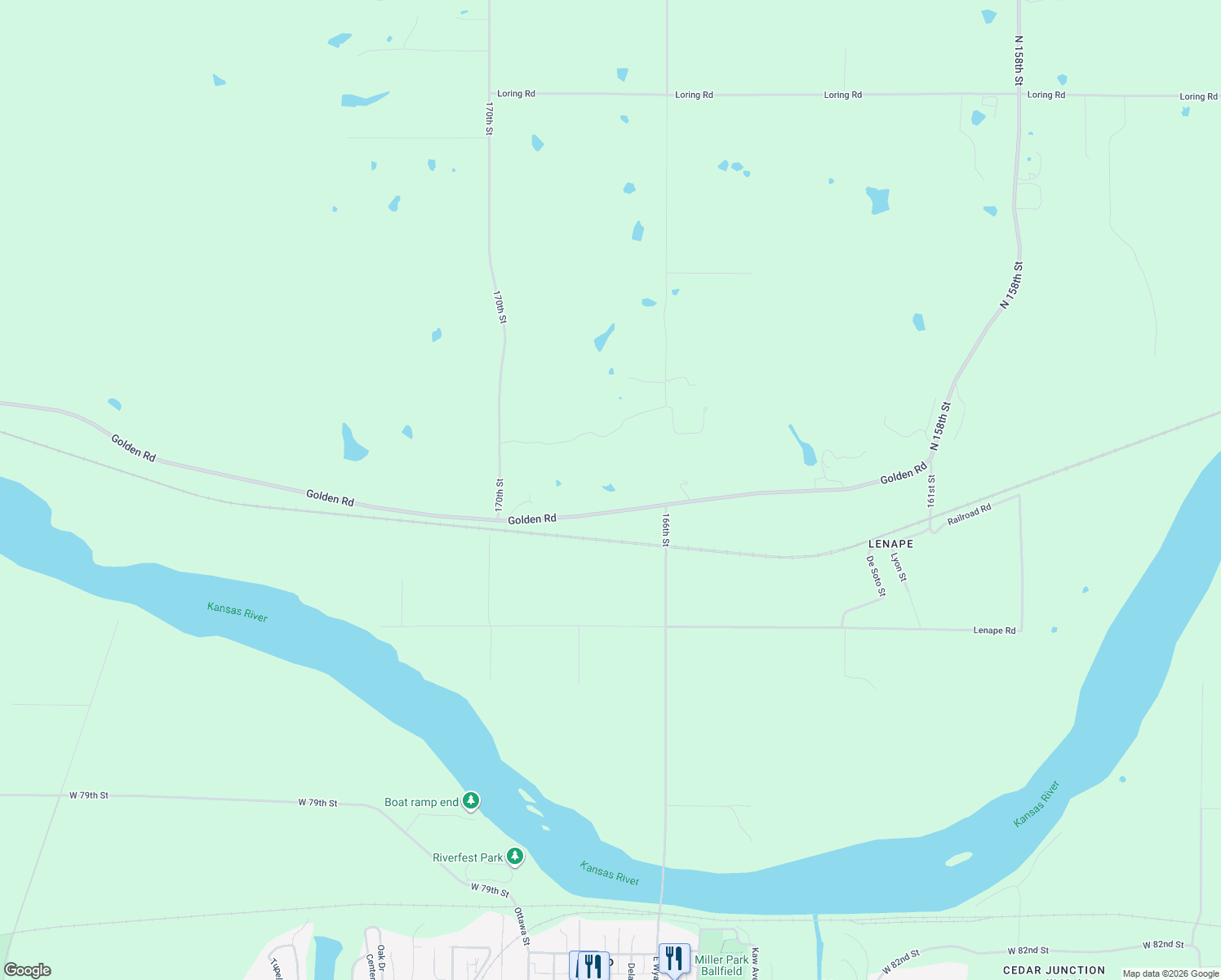 map of restaurants, bars, coffee shops, grocery stores, and more near 16748 Golden Road in Linwood