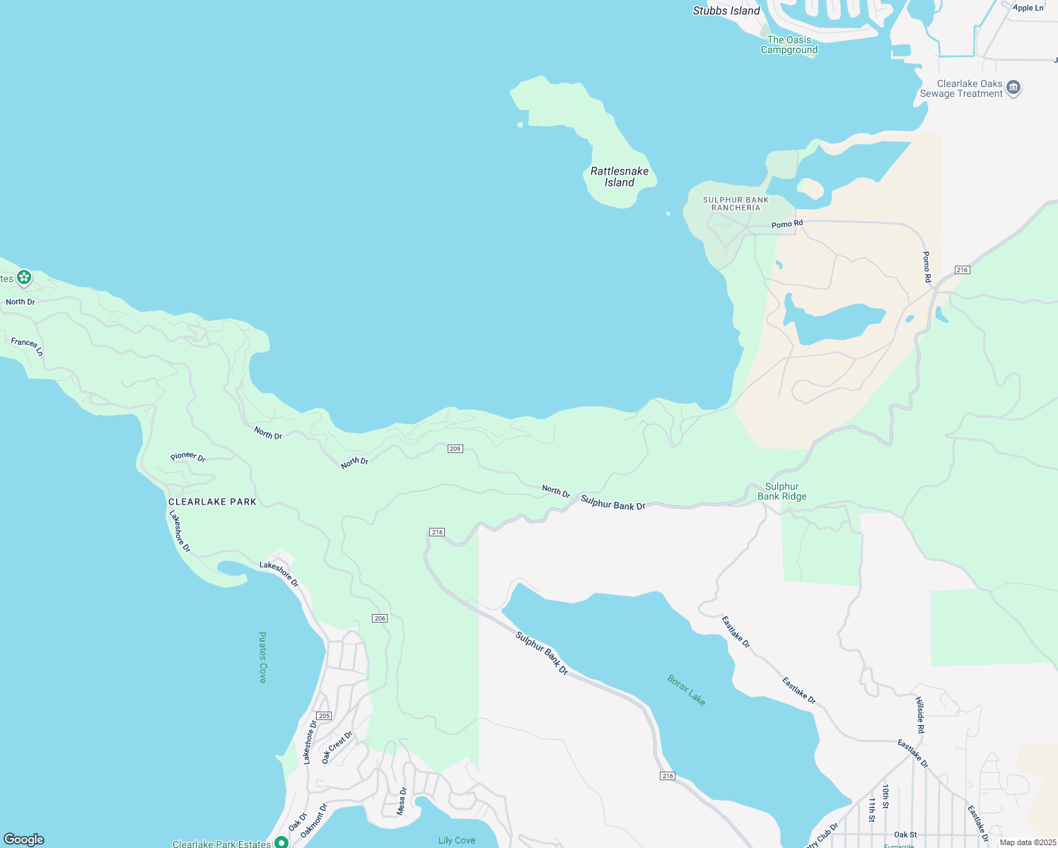 map of restaurants, bars, coffee shops, grocery stores, and more near 12150 North Drive in Clearlake