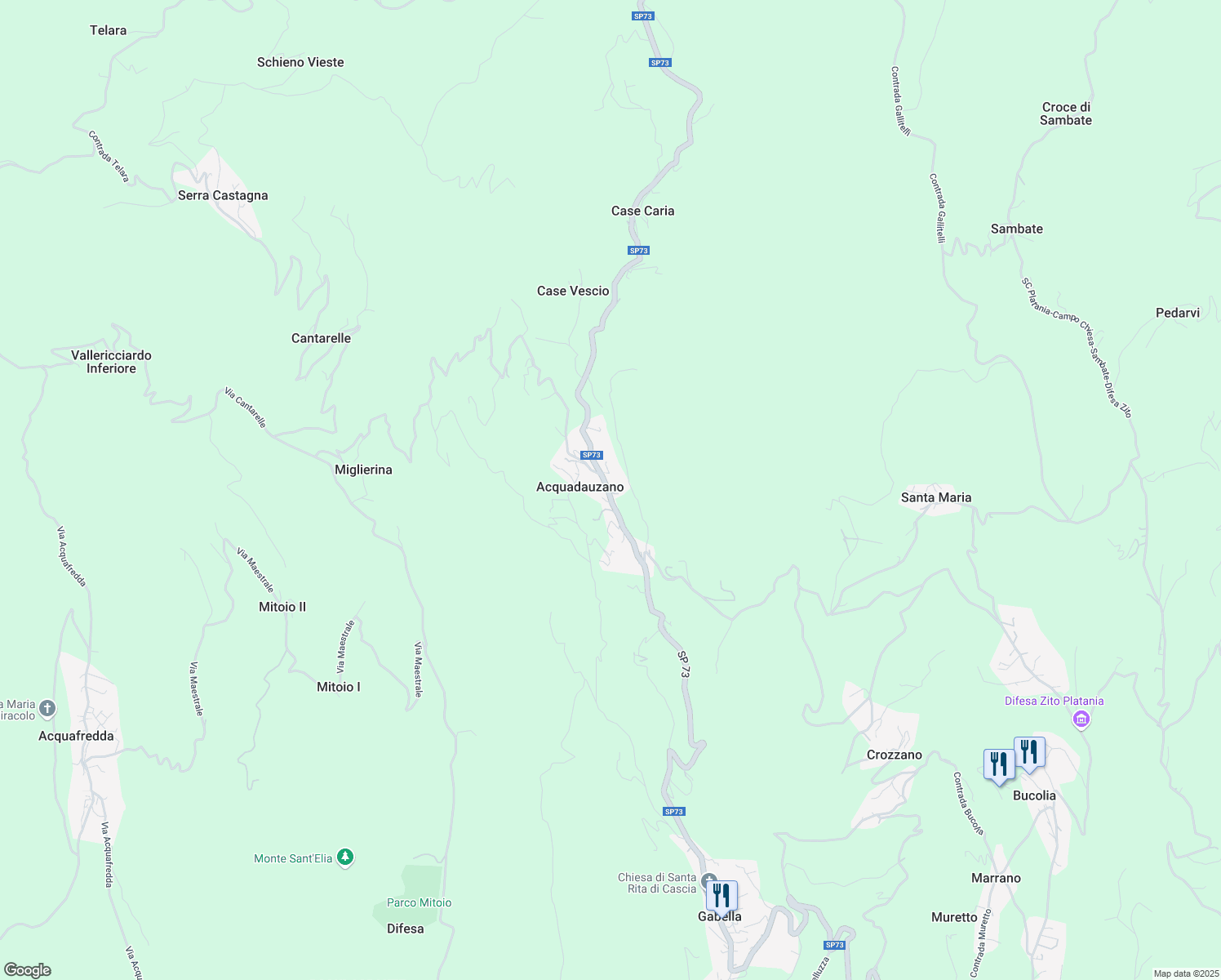 map of restaurants, bars, coffee shops, grocery stores, and more near 3 Contrada Acqua Dauzano in Acquadauzano