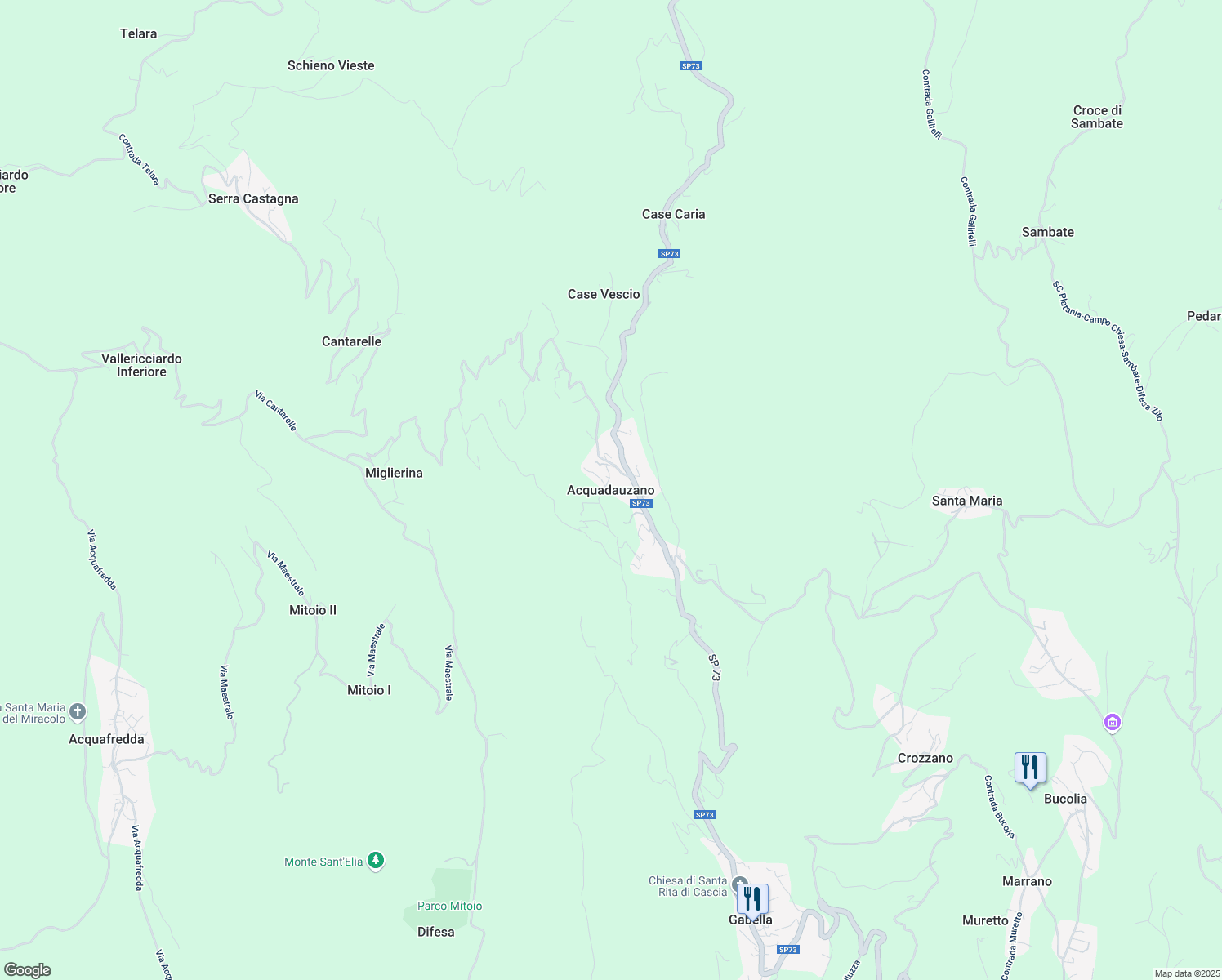 map of restaurants, bars, coffee shops, grocery stores, and more near 3 Contrada Acqua Dauzano in Acquadauzano