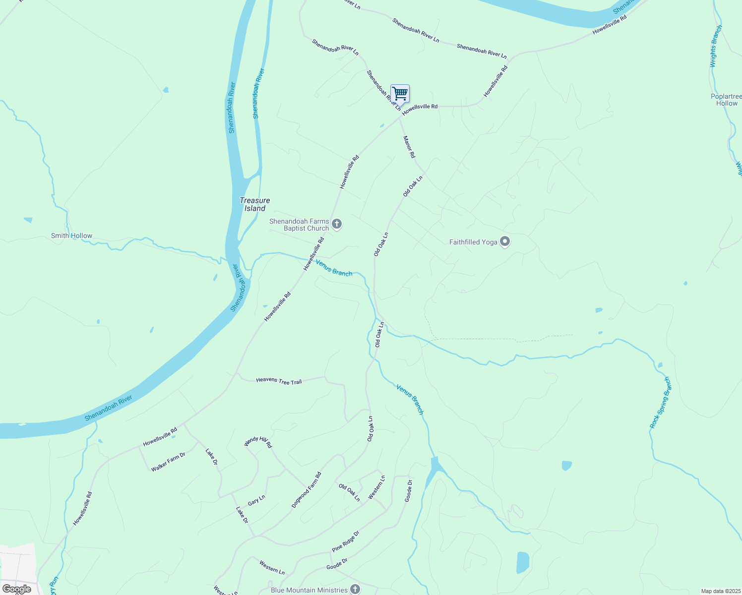 map of restaurants, bars, coffee shops, grocery stores, and more near 24 Spring Hollow Road in Front Royal