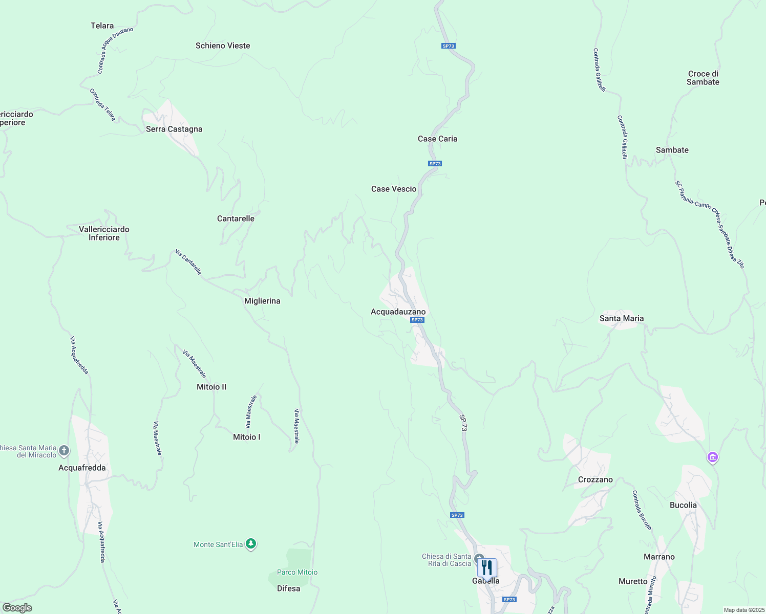 map of restaurants, bars, coffee shops, grocery stores, and more near 6 Località Cubiti in Acquadauzano