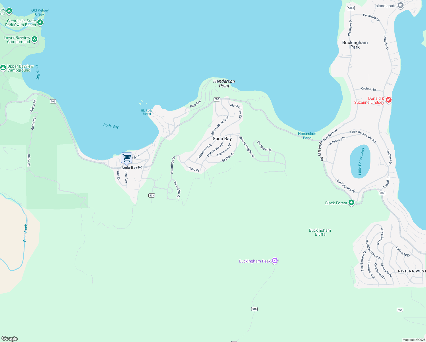 map of restaurants, bars, coffee shops, grocery stores, and more near 7130 Grande Vista Drive in Kelseyville