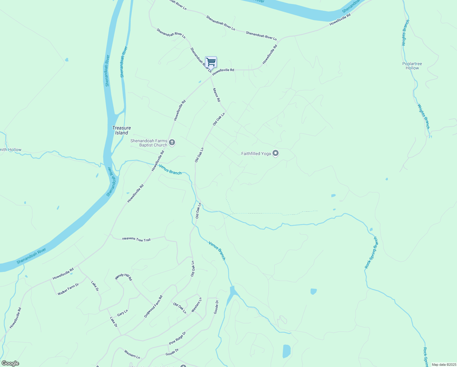 map of restaurants, bars, coffee shops, grocery stores, and more near 530 Vesey Drive in Front Royal