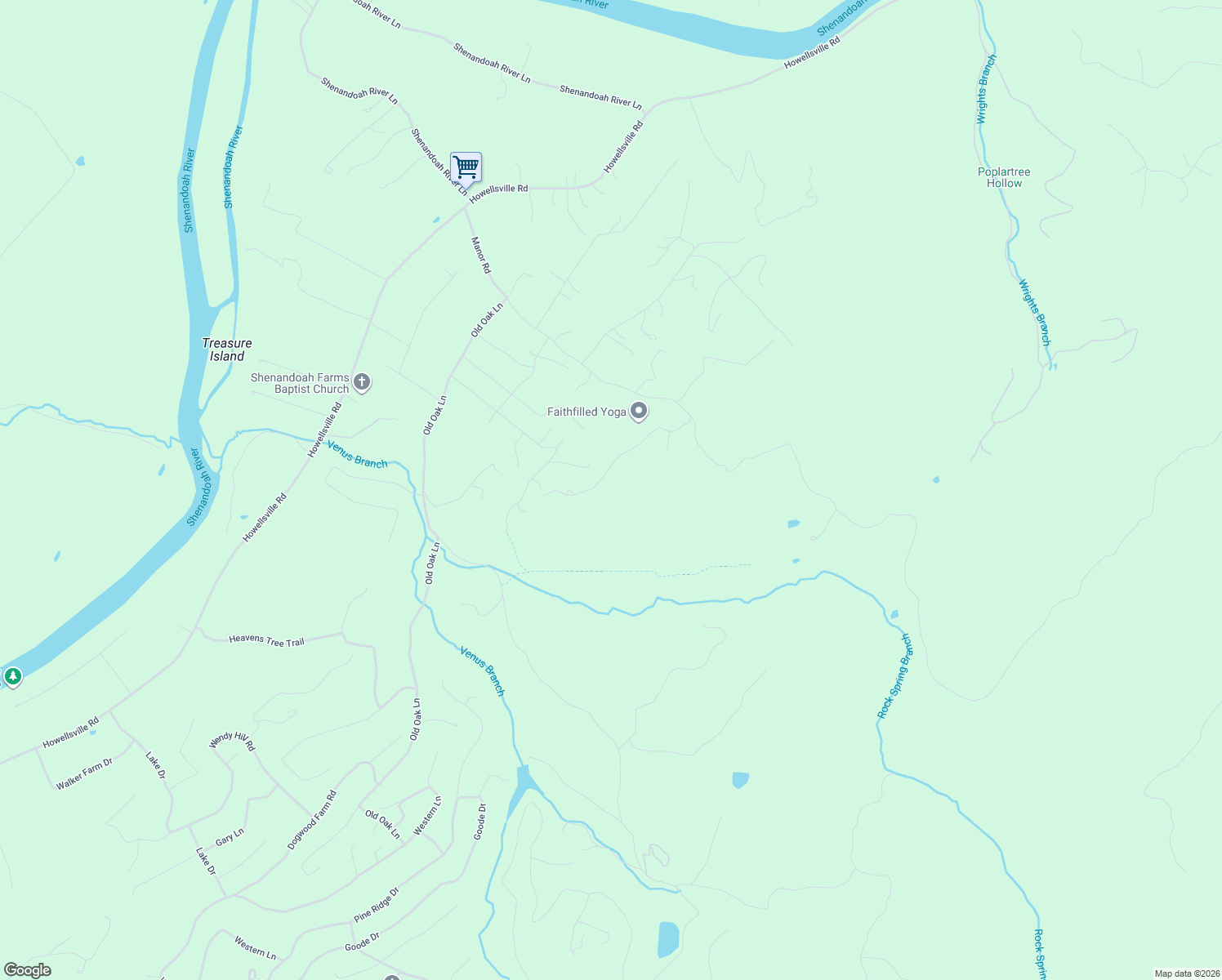 map of restaurants, bars, coffee shops, grocery stores, and more near 193 Farm Ridge Road in Front Royal
