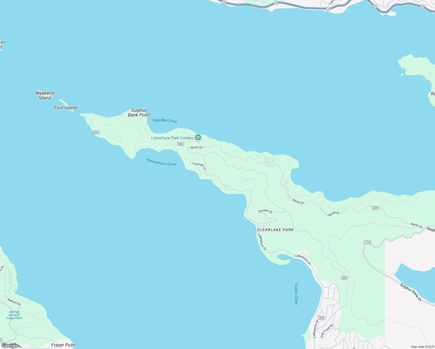map of restaurants, bars, coffee shops, grocery stores, and more near 10670 Lakeshore Drive in Clearlake