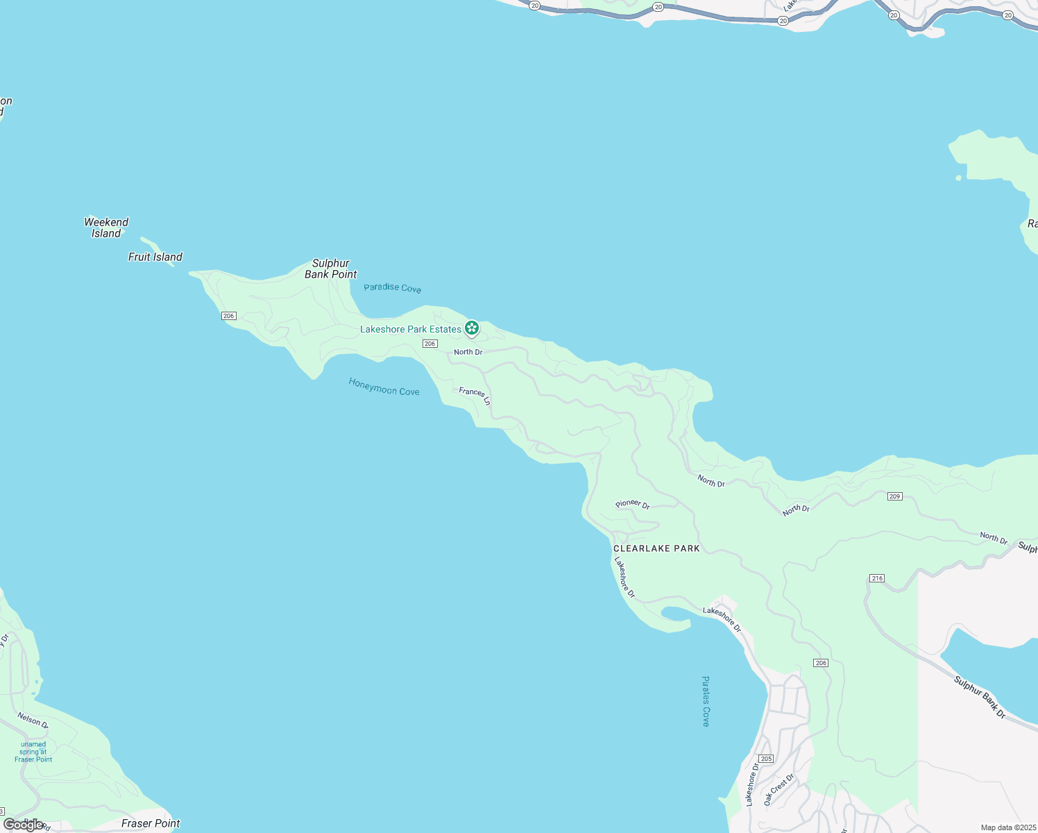 map of restaurants, bars, coffee shops, grocery stores, and more near 10670 Lakeshore Drive in Clearlake