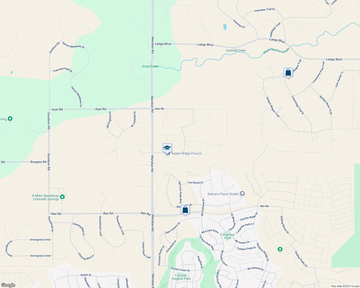 map of restaurants, bars, coffee shops, grocery stores, and more near 12284 Antlers Ridge Dr in Peyton