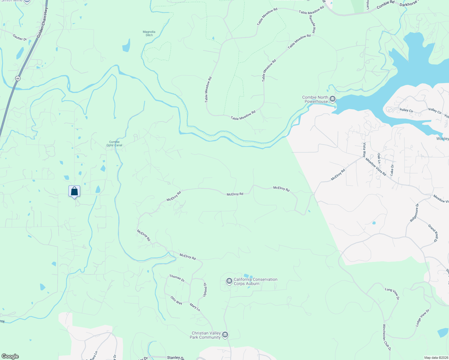map of restaurants, bars, coffee shops, grocery stores, and more near 15055 McElroy Road in Meadow Vista