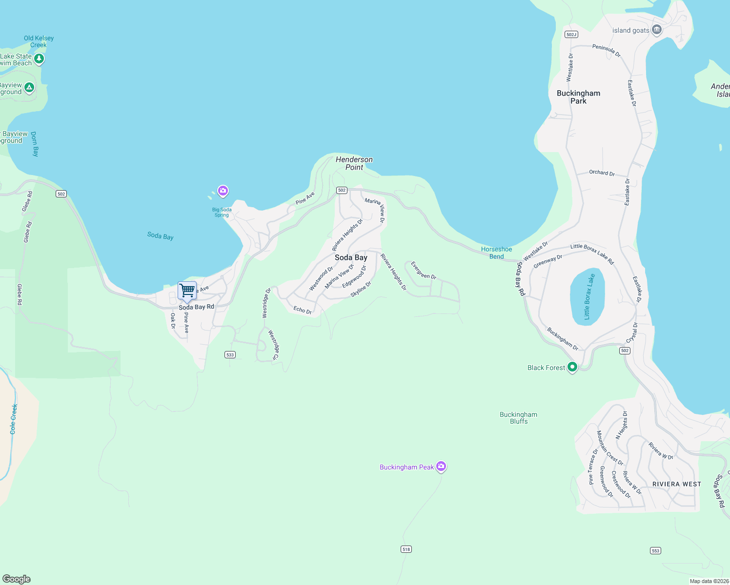 map of restaurants, bars, coffee shops, grocery stores, and more near 7250 Grande Vista Drive in Kelseyville