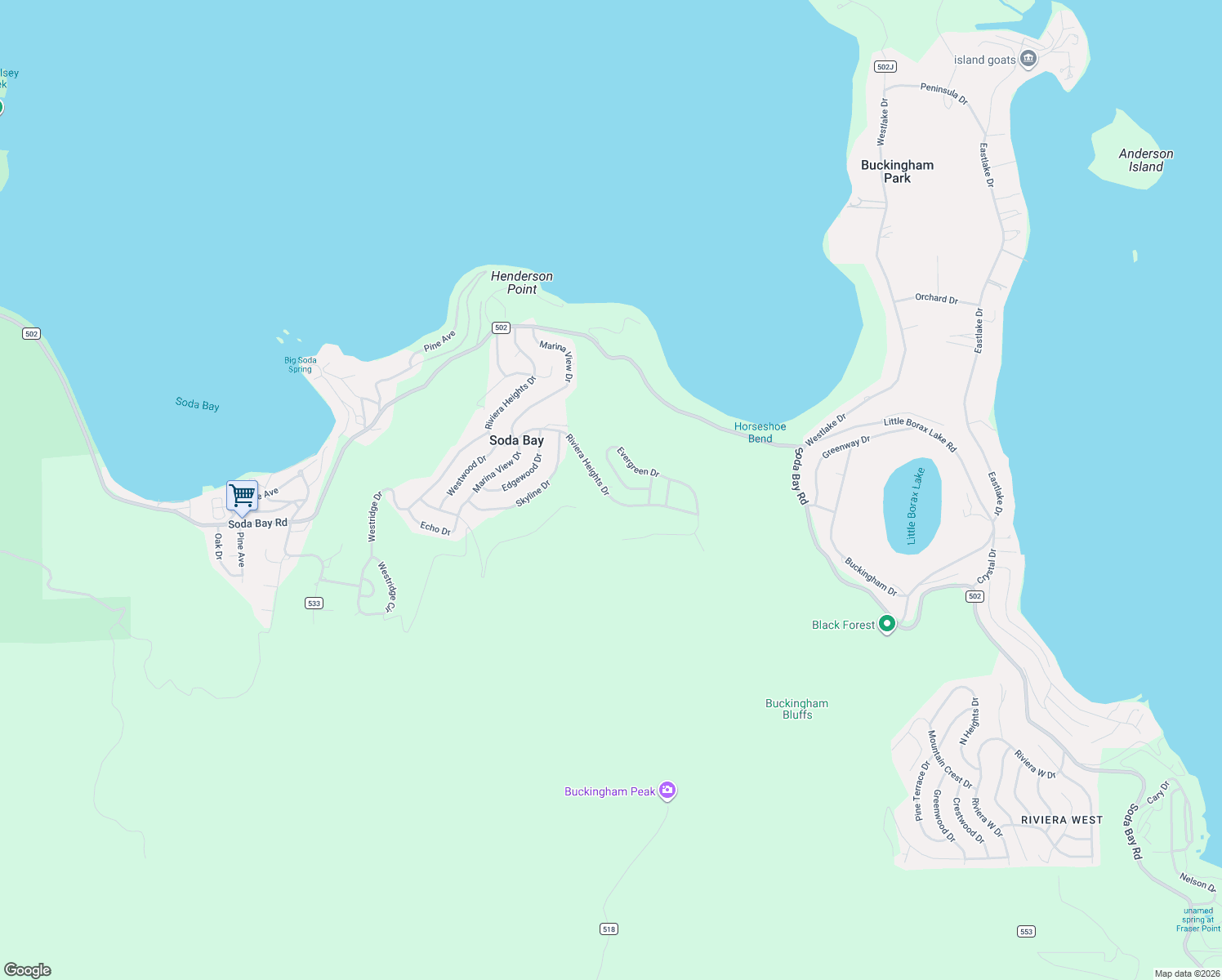 map of restaurants, bars, coffee shops, grocery stores, and more near 7312 Evergreen Drive in Kelseyville