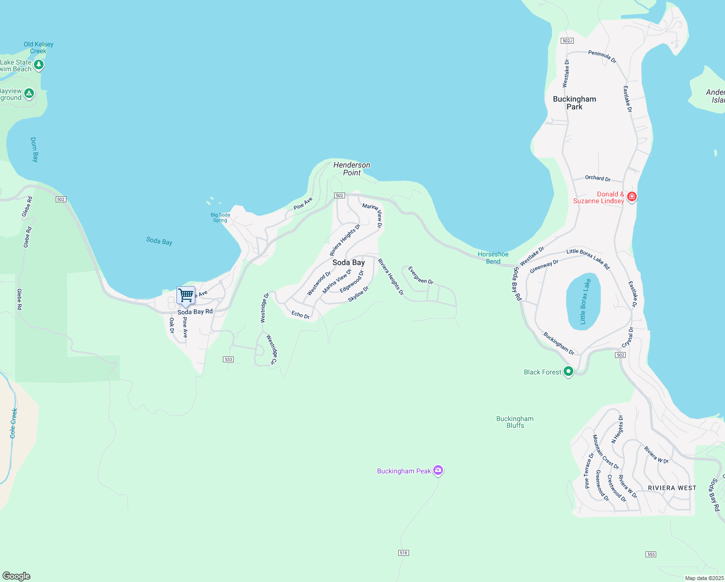 map of restaurants, bars, coffee shops, grocery stores, and more near 3111 Skyline Drive in Kelseyville