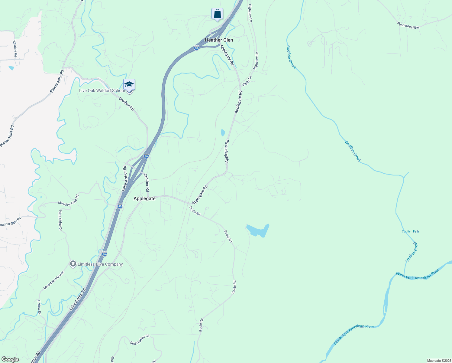 map of restaurants, bars, coffee shops, grocery stores, and more near 790 Pine Knoll Road in Applegate
