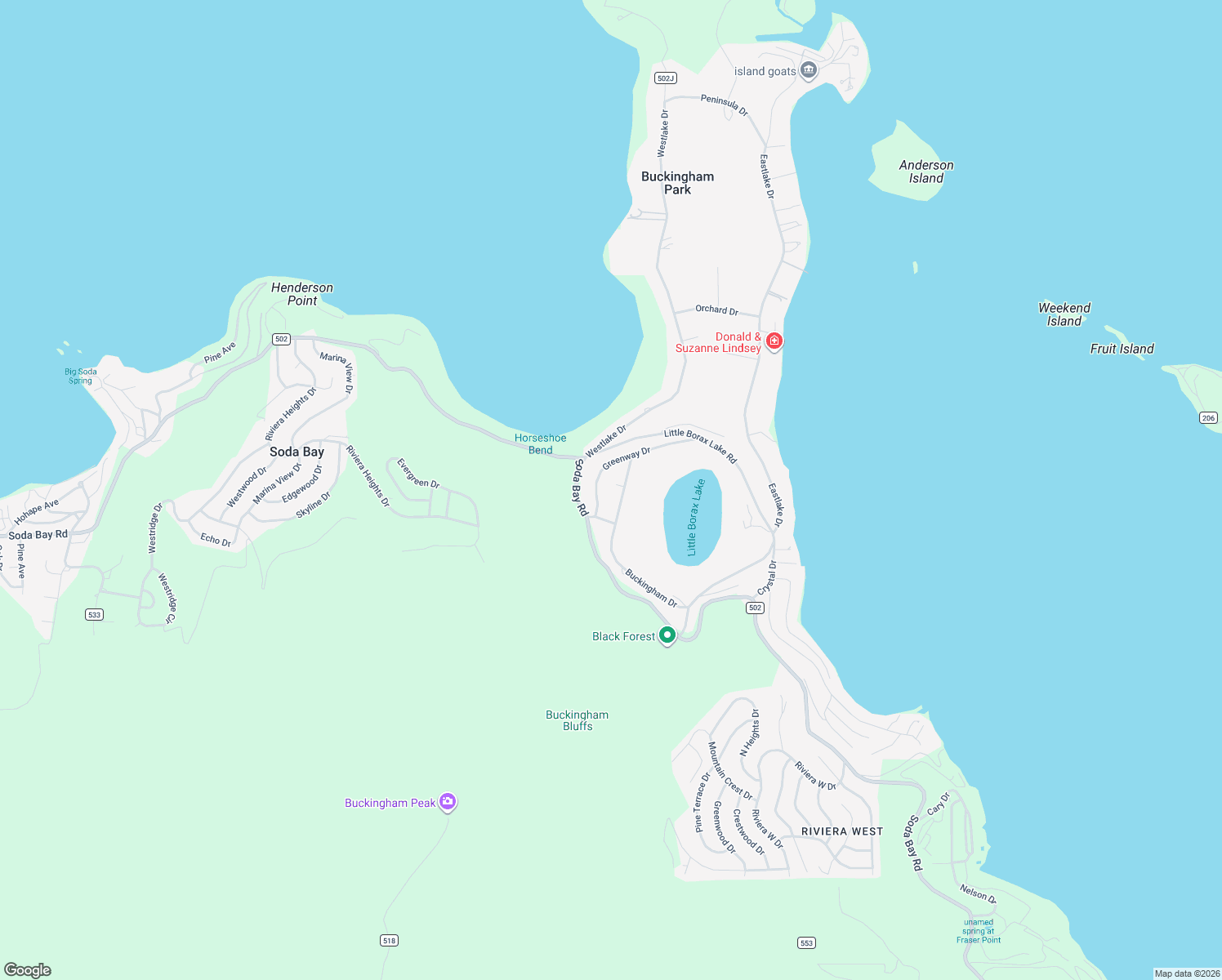 map of restaurants, bars, coffee shops, grocery stores, and more near 7979 Buckingham Court in Kelseyville