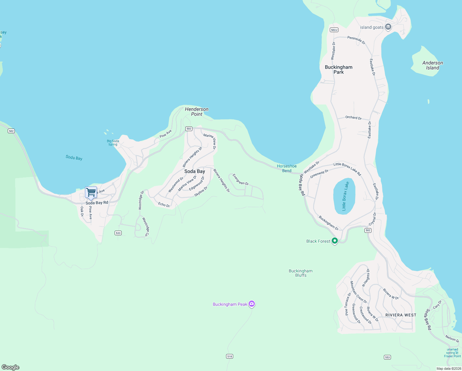 map of restaurants, bars, coffee shops, grocery stores, and more near 7312 Evergreen Drive in Kelseyville