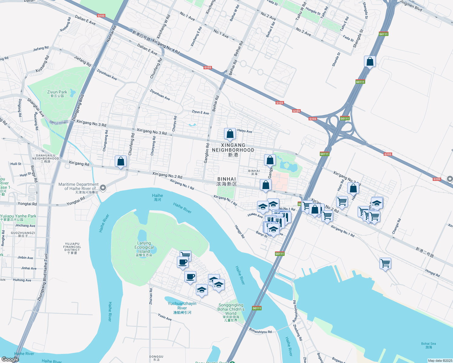 map of restaurants, bars, coffee shops, grocery stores, and more near in 