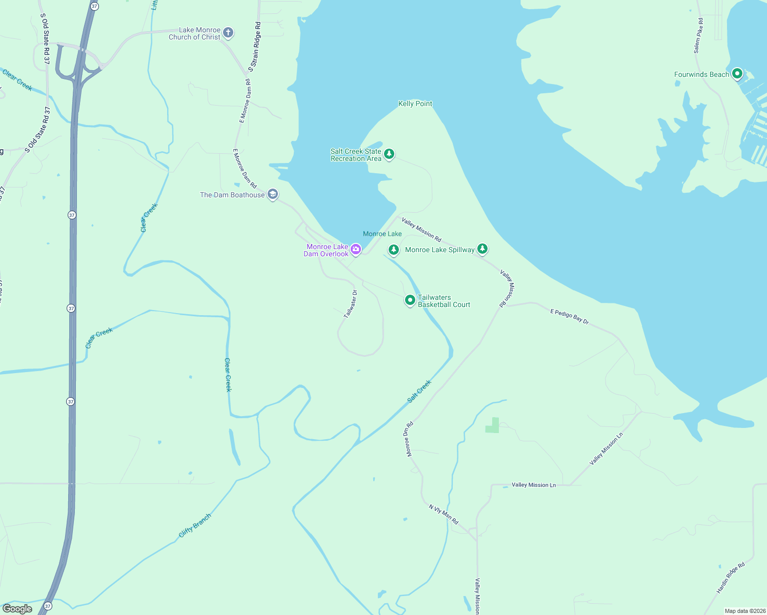 map of restaurants, bars, coffee shops, grocery stores, and more near 9950 Tailwater Drive in Bloomington