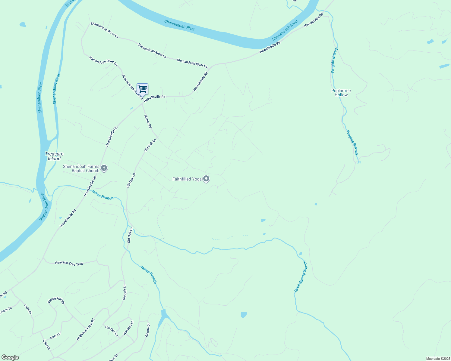 map of restaurants, bars, coffee shops, grocery stores, and more near 58 Farms Ridge Lane in Front Royal