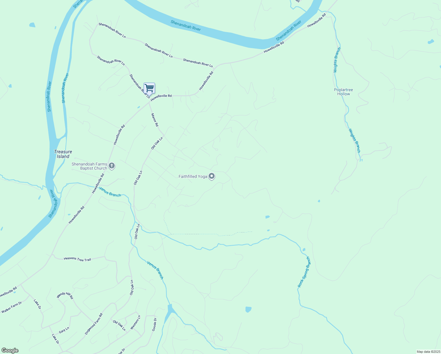 map of restaurants, bars, coffee shops, grocery stores, and more near 68 Farms Ridge Lane in Front Royal