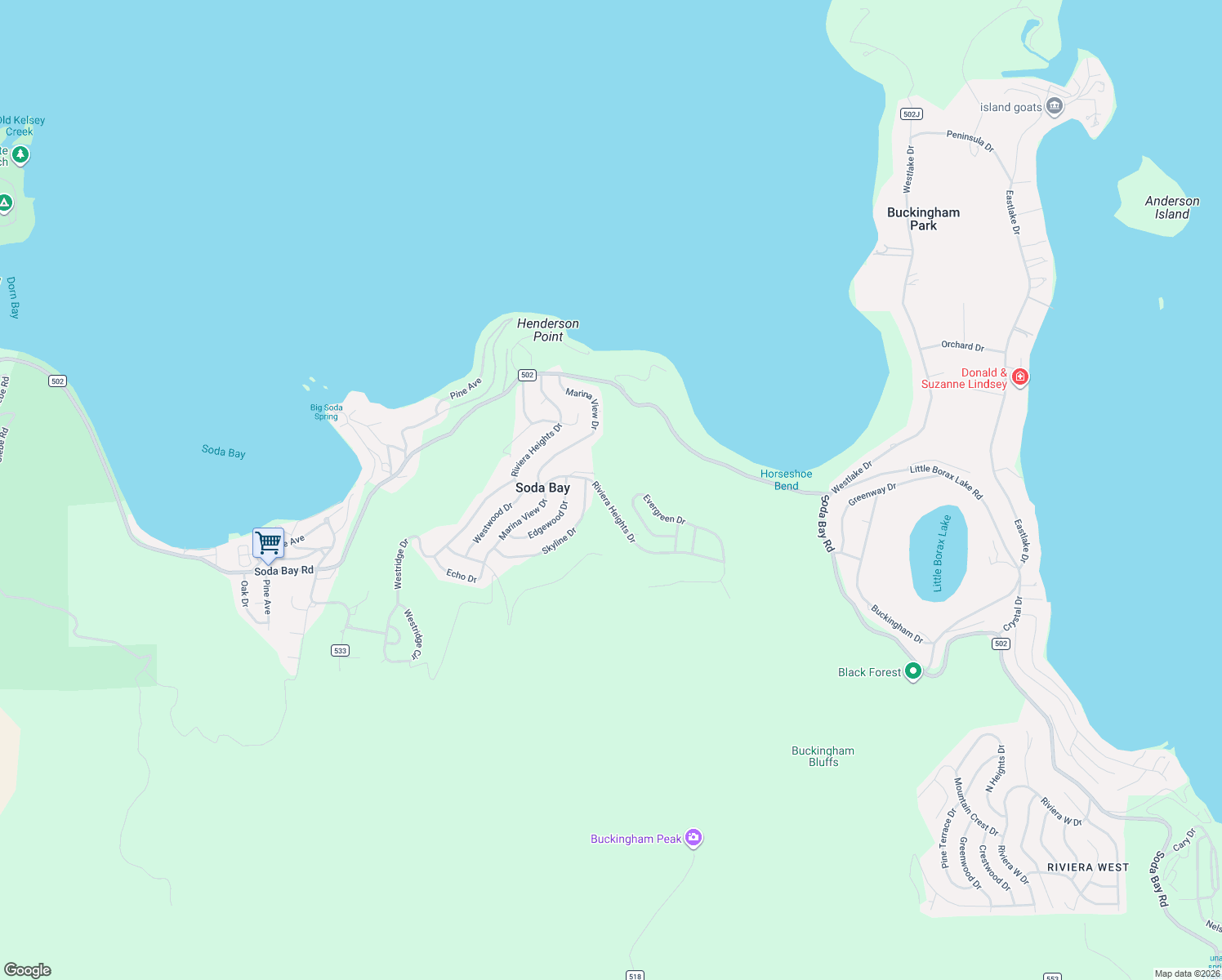 map of restaurants, bars, coffee shops, grocery stores, and more near 3054 Riviera Heights Drive in Kelseyville