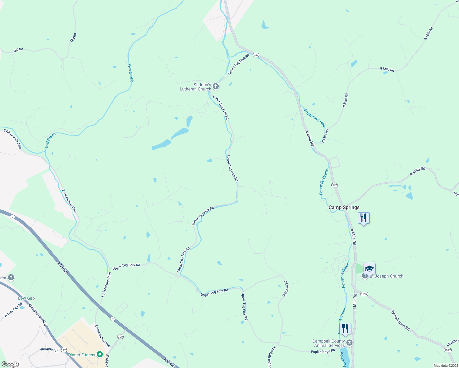 map of restaurants, bars, coffee shops, grocery stores, and more near 6354 Lower Tug Fork Road in Melbourne