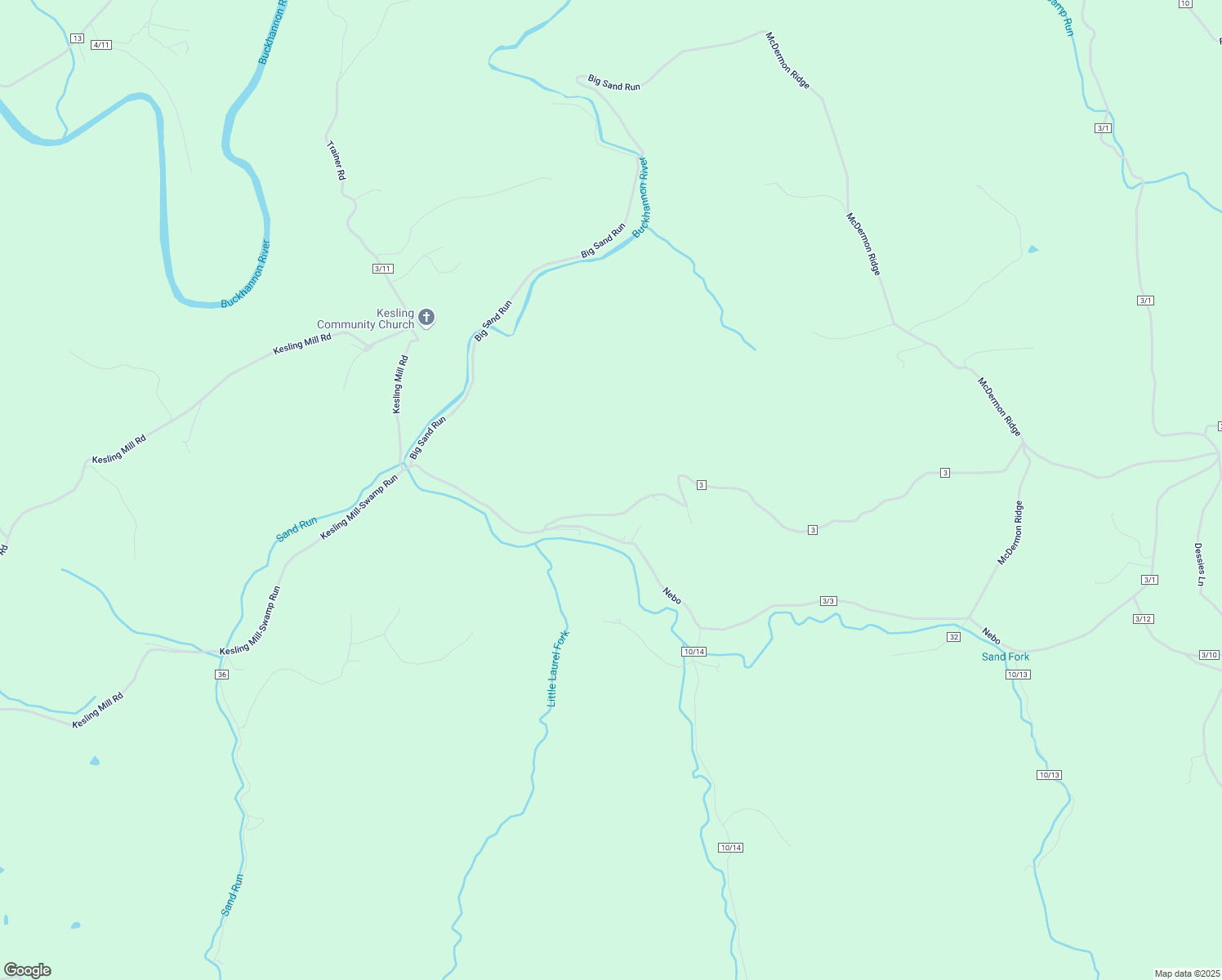 map of restaurants, bars, coffee shops, grocery stores, and more near 283 Winery Road in Buckhannon