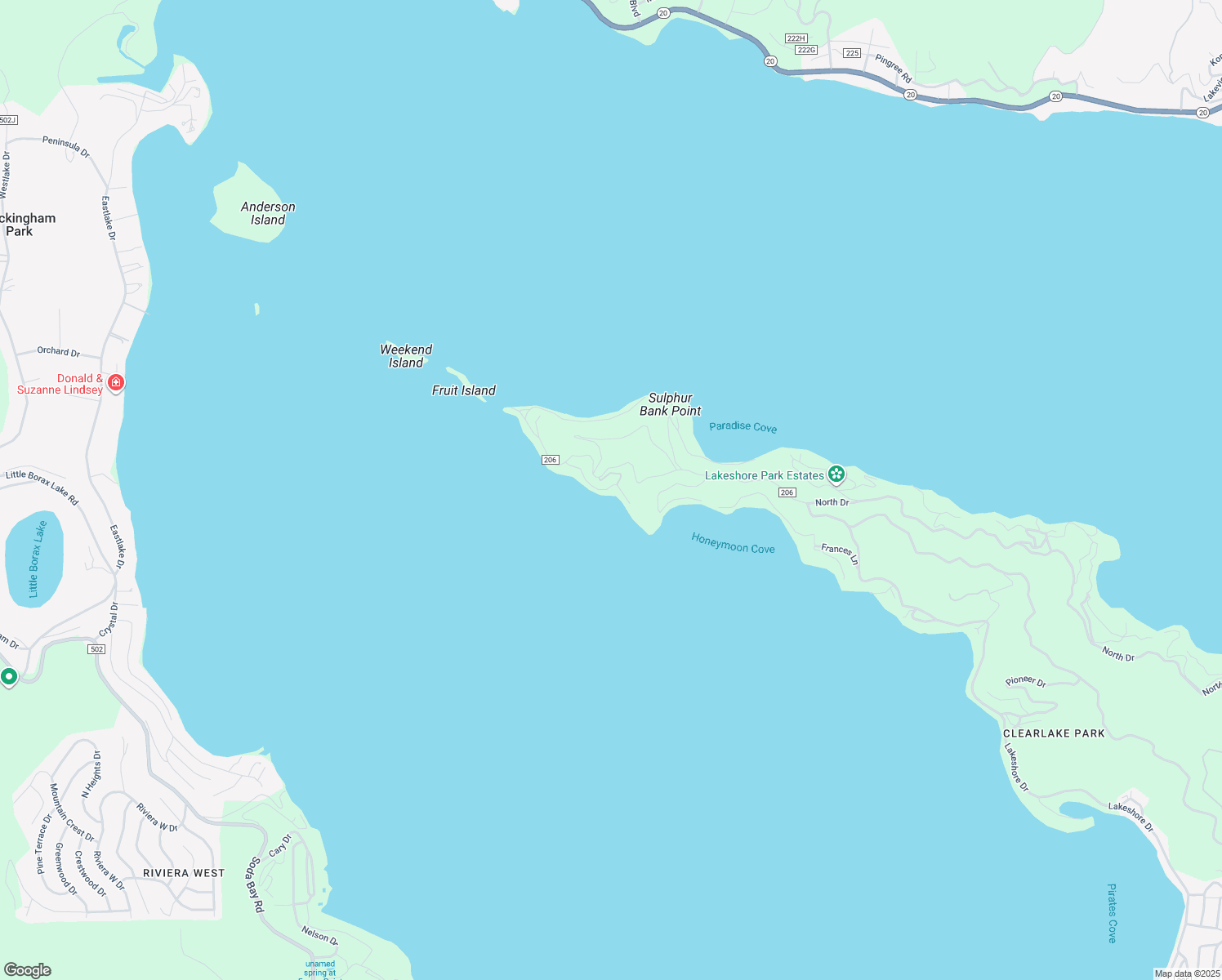 map of restaurants, bars, coffee shops, grocery stores, and more near 9859 Crestview Drive in Clearlake