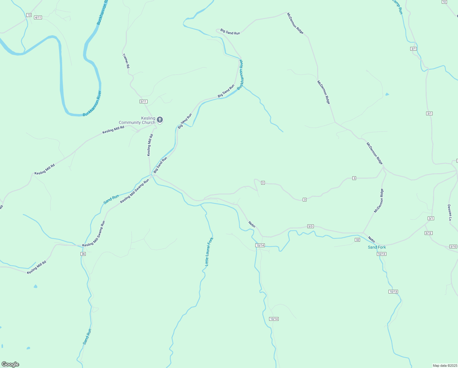 map of restaurants, bars, coffee shops, grocery stores, and more near 283 Winery Road in Buckhannon