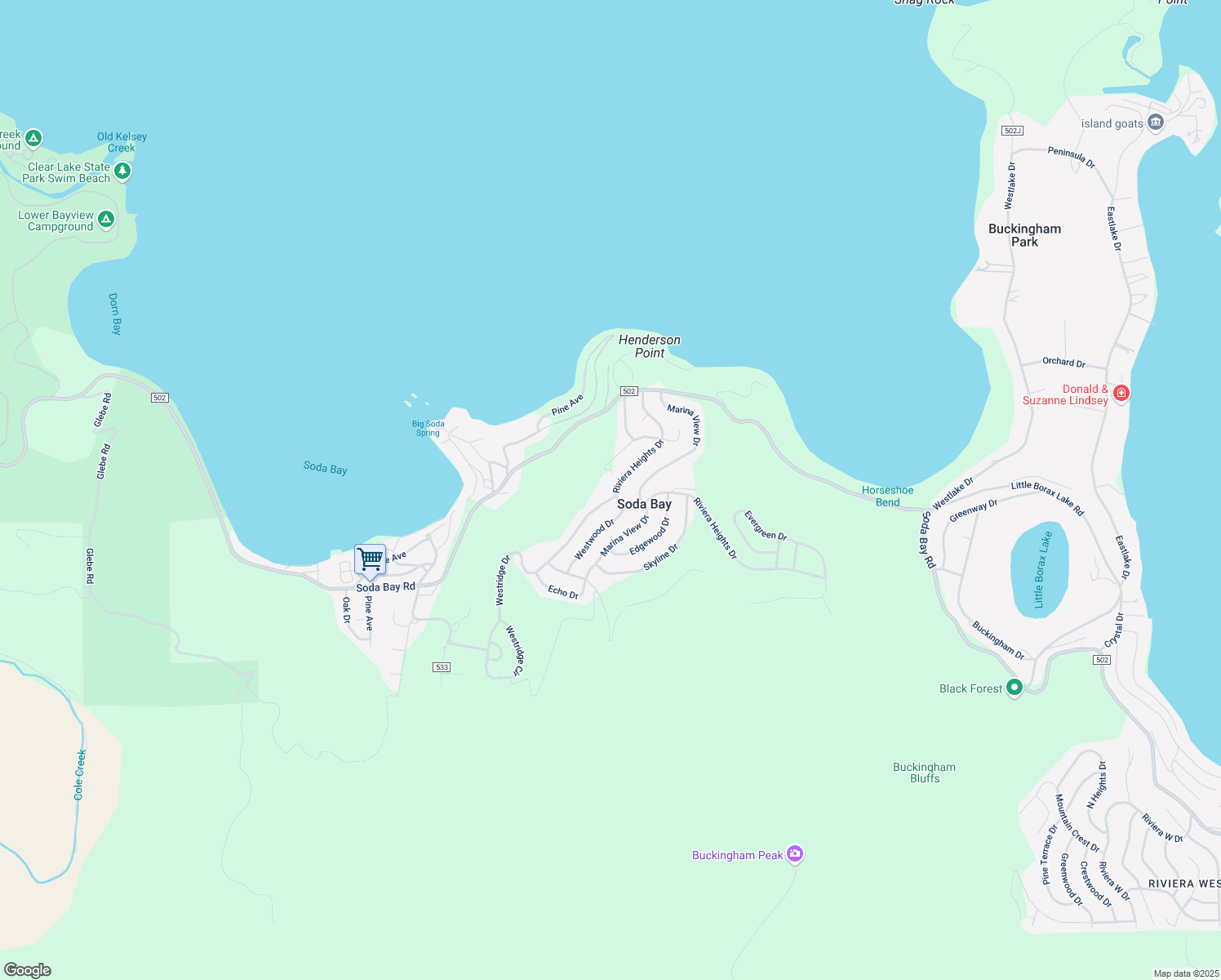 map of restaurants, bars, coffee shops, grocery stores, and more near 3006 County Road 535 in Kelseyville