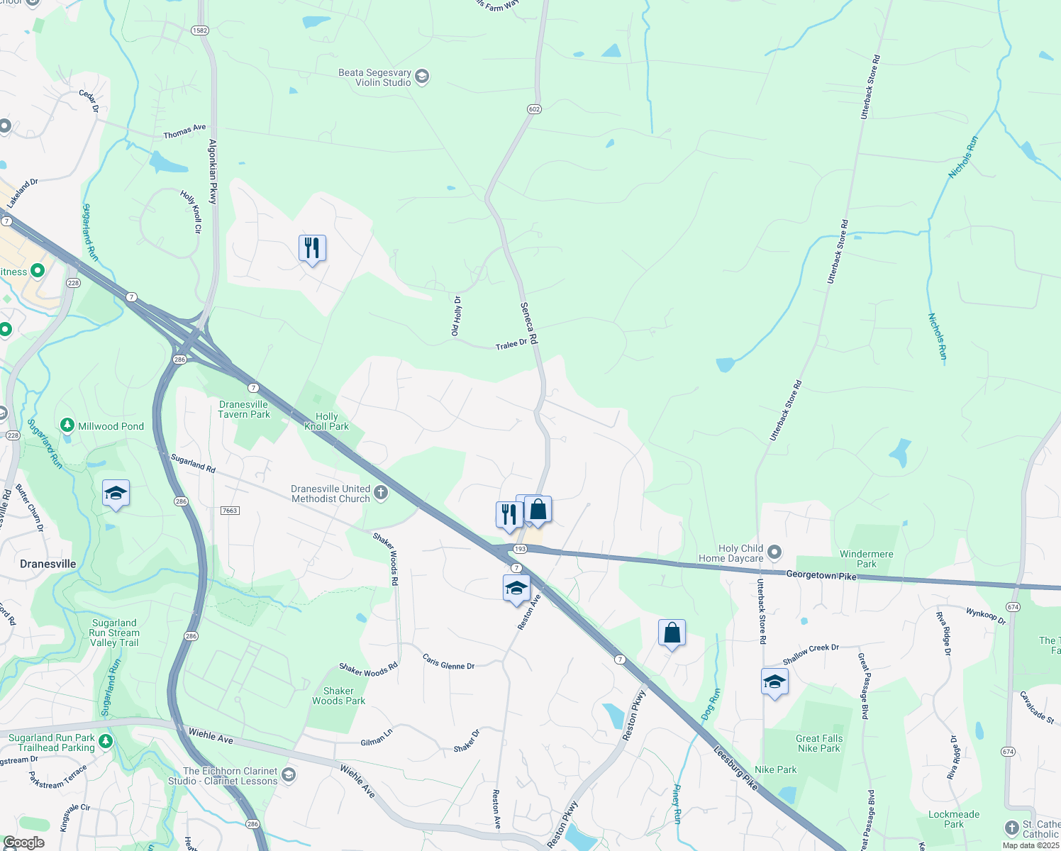 map of restaurants, bars, coffee shops, grocery stores, and more near 920 Seneca Road in Great Falls
