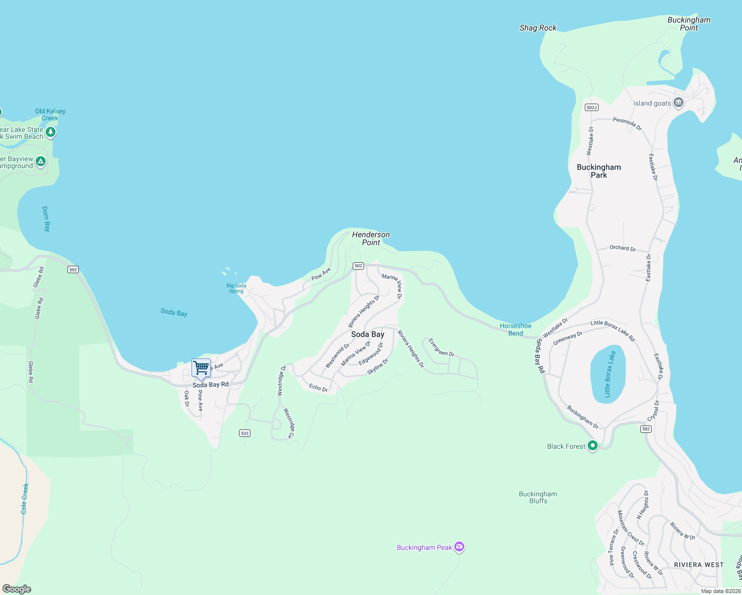 map of restaurants, bars, coffee shops, grocery stores, and more near 7108 Fairview Drive in Kelseyville