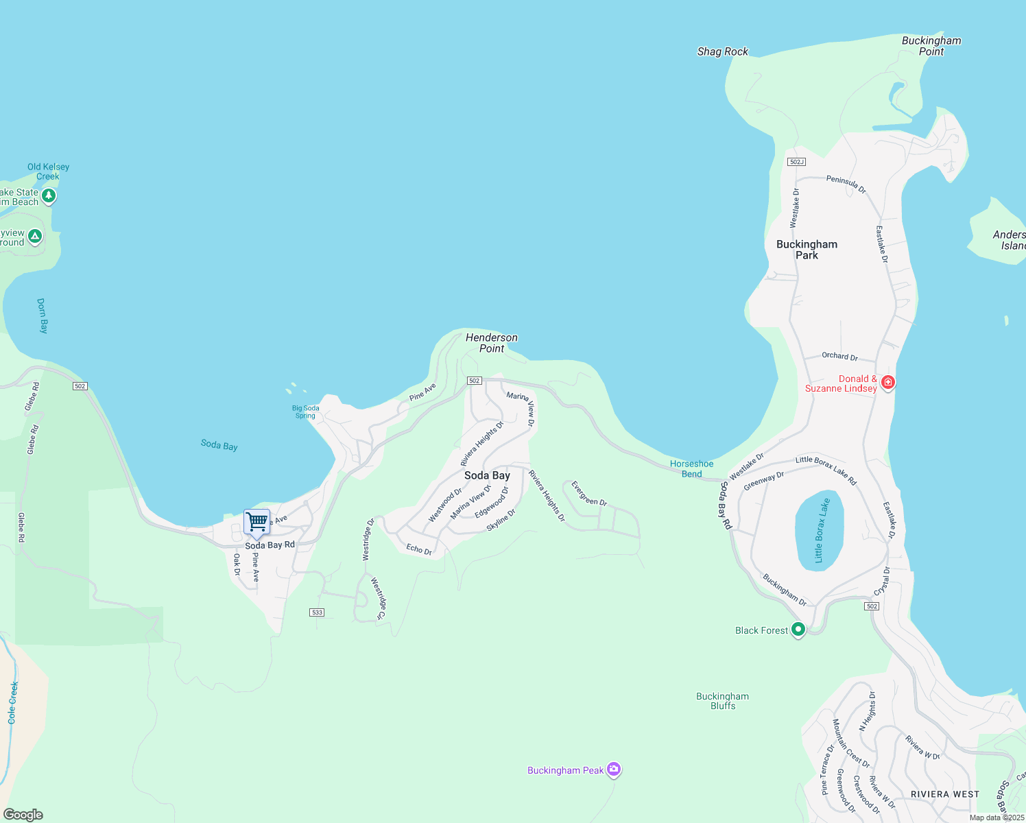 map of restaurants, bars, coffee shops, grocery stores, and more near 7182 Fairview Drive in Kelseyville