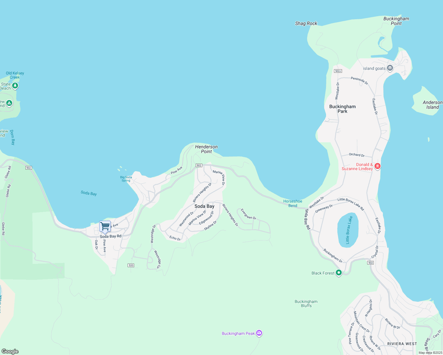 map of restaurants, bars, coffee shops, grocery stores, and more near 2853 Marina View Drive in Kelseyville