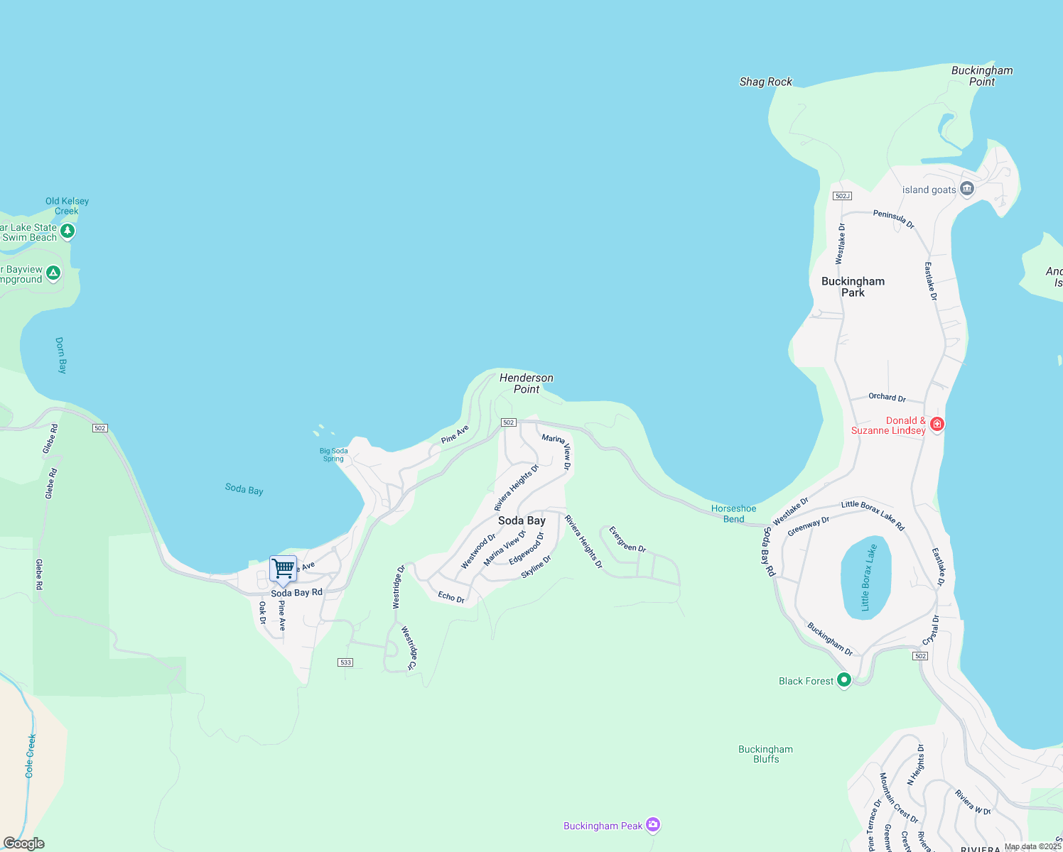 map of restaurants, bars, coffee shops, grocery stores, and more near 2789 Marina View Drive in Kelseyville